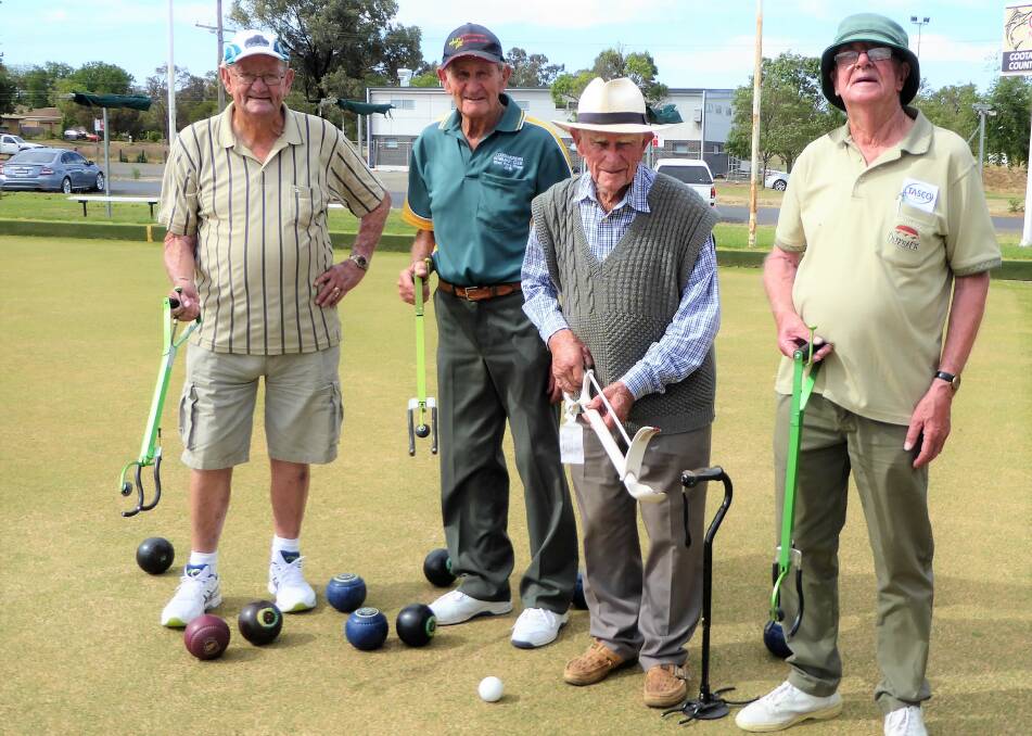 Skilled exponents of the Bowling Arm - Kevin Breasley, Eddie Jarrott, Arthur Ward and Ron Johnson at the Country Club.