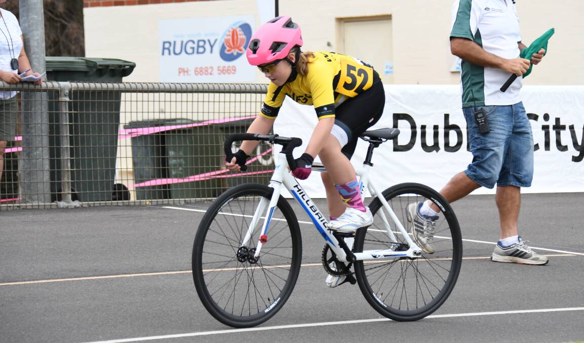 TURN OF SPEED: Lexie Phillips shows the form that carried her to an underage state track championships victory in Dubbo recently.