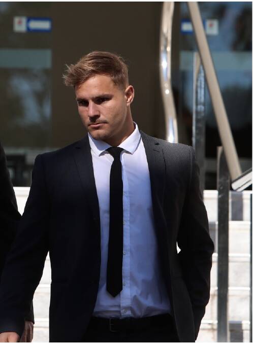 TRIAL SET: Sidelined St George Illawarra Dragons player Jack de Belin outside Wollongong Local Court on Tuesday. Picture: Sylvia Liber